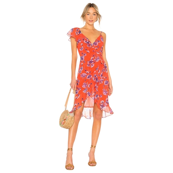 House Of Harlow 1960 x Revolve Dara Dress In Crimson Floral - Picture 1 of 8